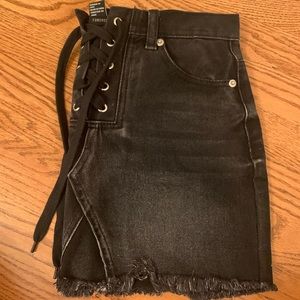 Black tie-up Jean skirt